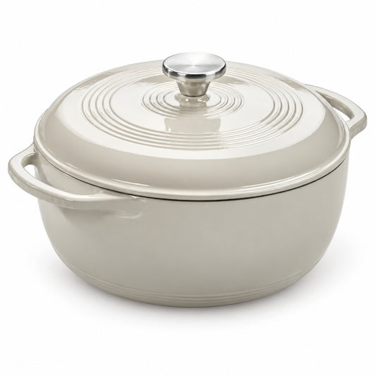 6-Quart Enameled Cast Iron Dutch Oven with Lid, Oyster White