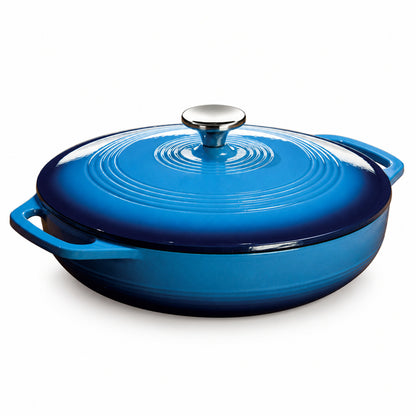 3.6-Quart Enameled Cast Iron Braiser with Lid, Blue