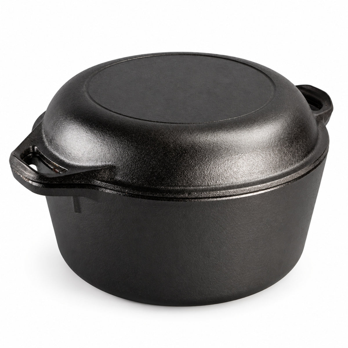 5-Quart Pre-Seasoned Cast Iron Dutch Oven with Skillet Lid, Black