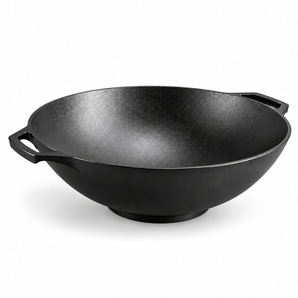 14-Inch Pre-Seasoned Cast Iron Wok with Loop Handles, Black