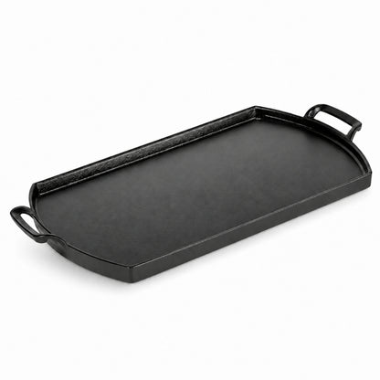 20.2-Inch Seasoned Cast Iron Double-Burner Griddle, Black
