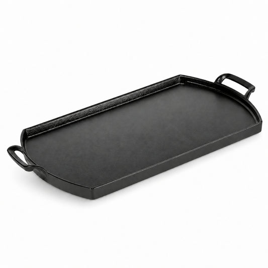 20.2-Inch Seasoned Cast Iron Double-Burner Griddle, Black